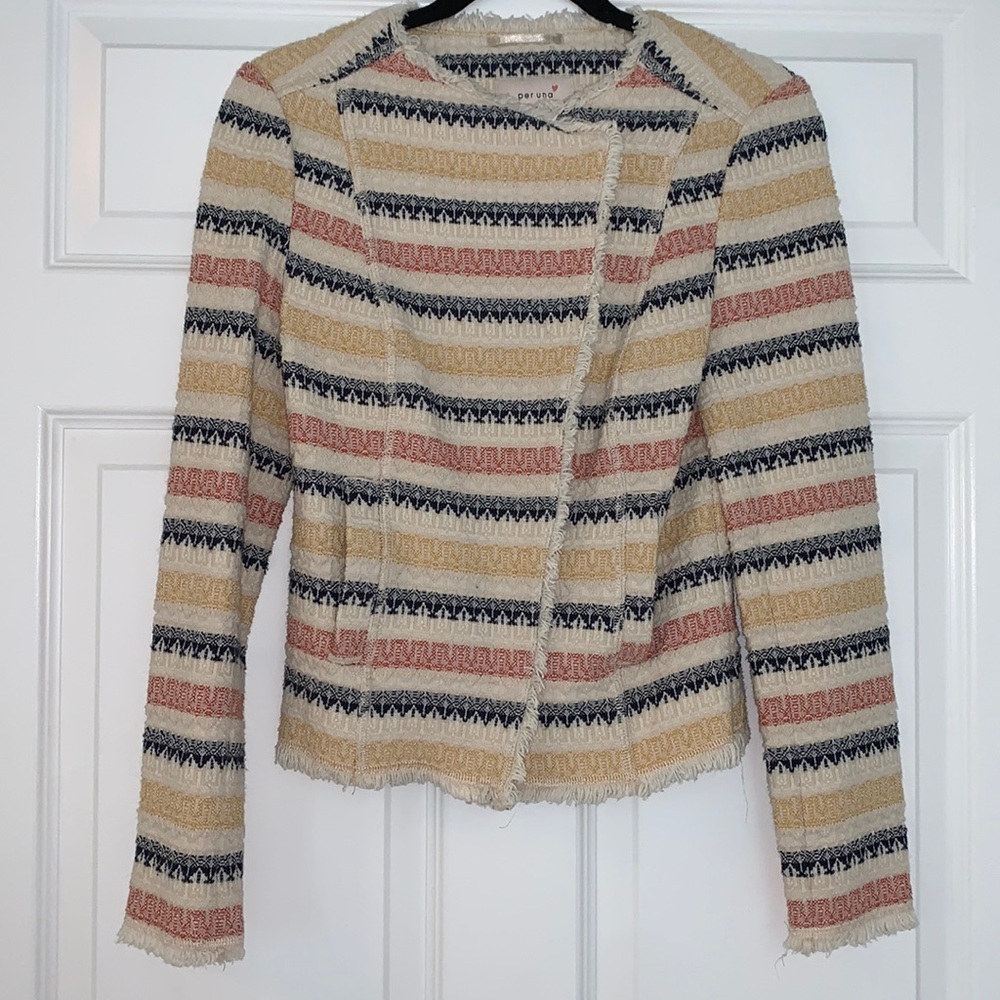 M&S PERUNA Snap Front Cardigan - Geometric pattern - Size UK 8 US 4